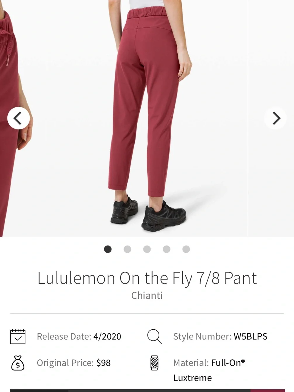 Lululemon On The Fly 7/8 Pant Size 8 Chianti Red Berry 26.5” Inseam Pockets
